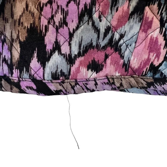 Ms. Russ Quilted Floral Button Up Blouse Vintage Muted Pink Purple Blue Black - Picture 5 of 9